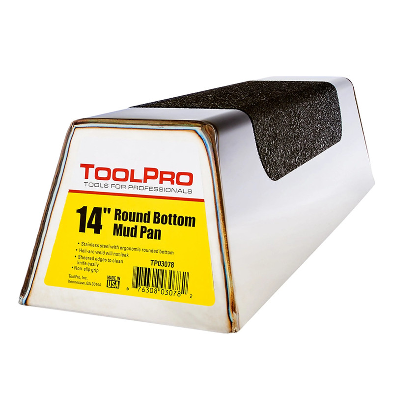 Round Bottom Mud Pan - Stainless Steel - Size:14" - Features:Non-Slip Grip